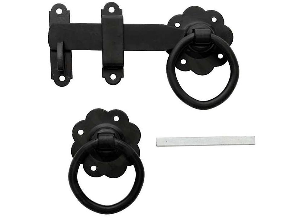 Home Label Ring Gate Latch 150mm Black Plated RGAL15BK