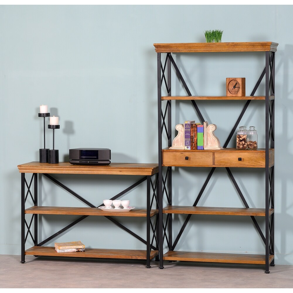 Dakota Wood Metal Tall Etagere Bookshelf