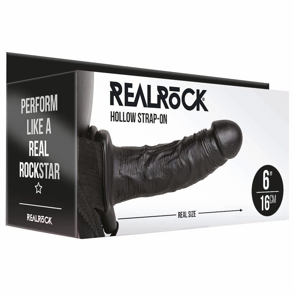 Real Rock Hollow 6 Inch Strap-On in Black