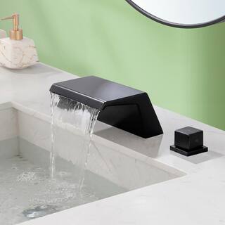 UKISHIRO 2-Handle Tub Deck-Mount Widespread Tub Faucet in Matte Black SMD0JN220506006