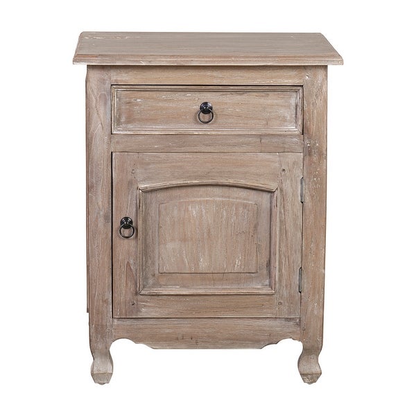 Distressed Mindi Wood Bedside Table