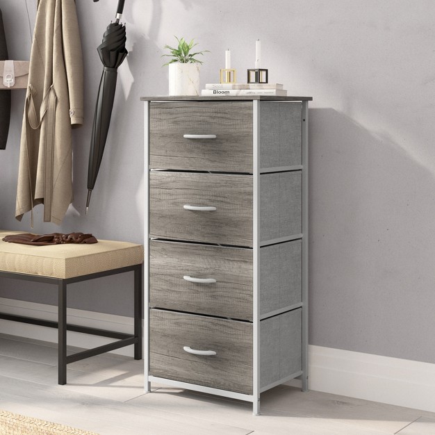 Emma And Oliver 4 Drawer Storage Dresser With Cast Iron Frame Wood Top And Easy Pull Engineered Wood Drawers With Wooden Handles