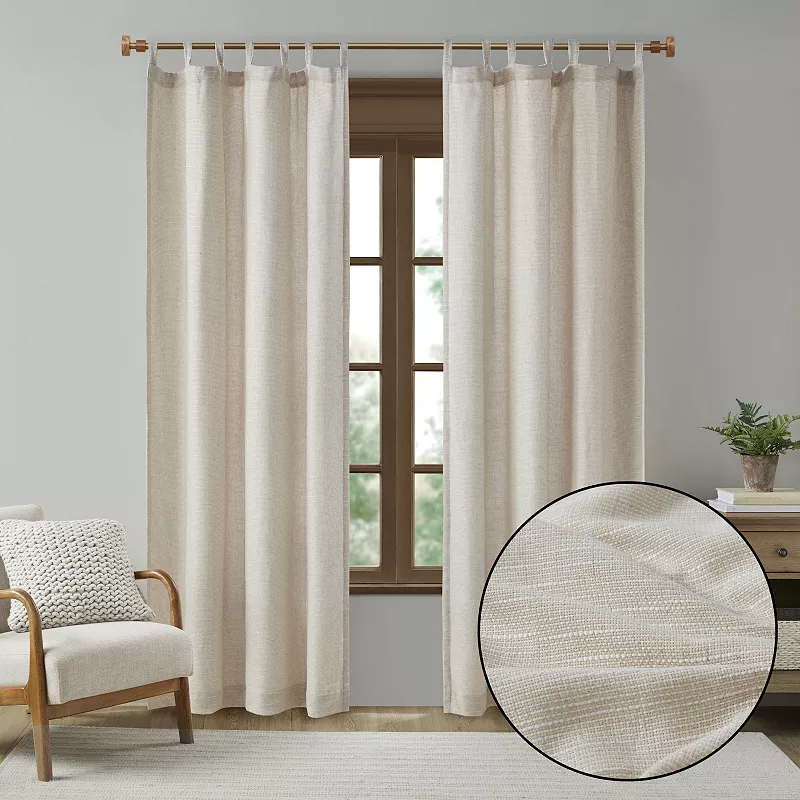 Madison Park 1-panel Barnet Thermal Insulated Faux Linen Light Filtering Tab Top Window Curtain