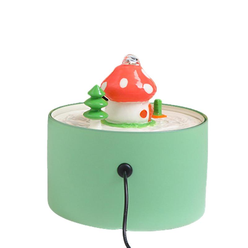 Ceramic 1l mushroom pet water fountain