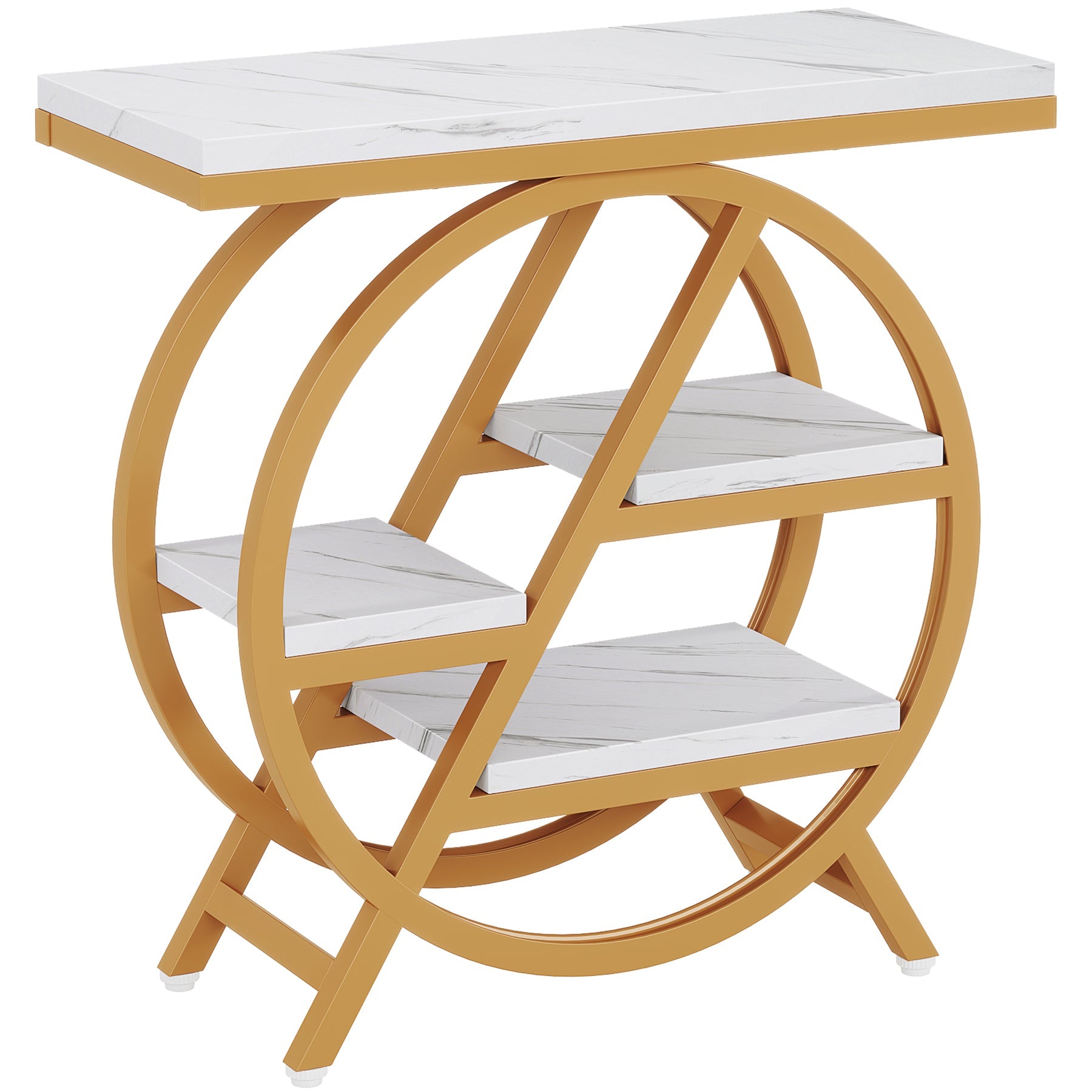 4-Tier End Table, Small Side Table Snack Table with Storage Shelves