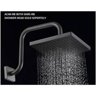 MODONA Gooseneck Square Rain Shower Arm with Flange Rubbed Bronze AC40-RB