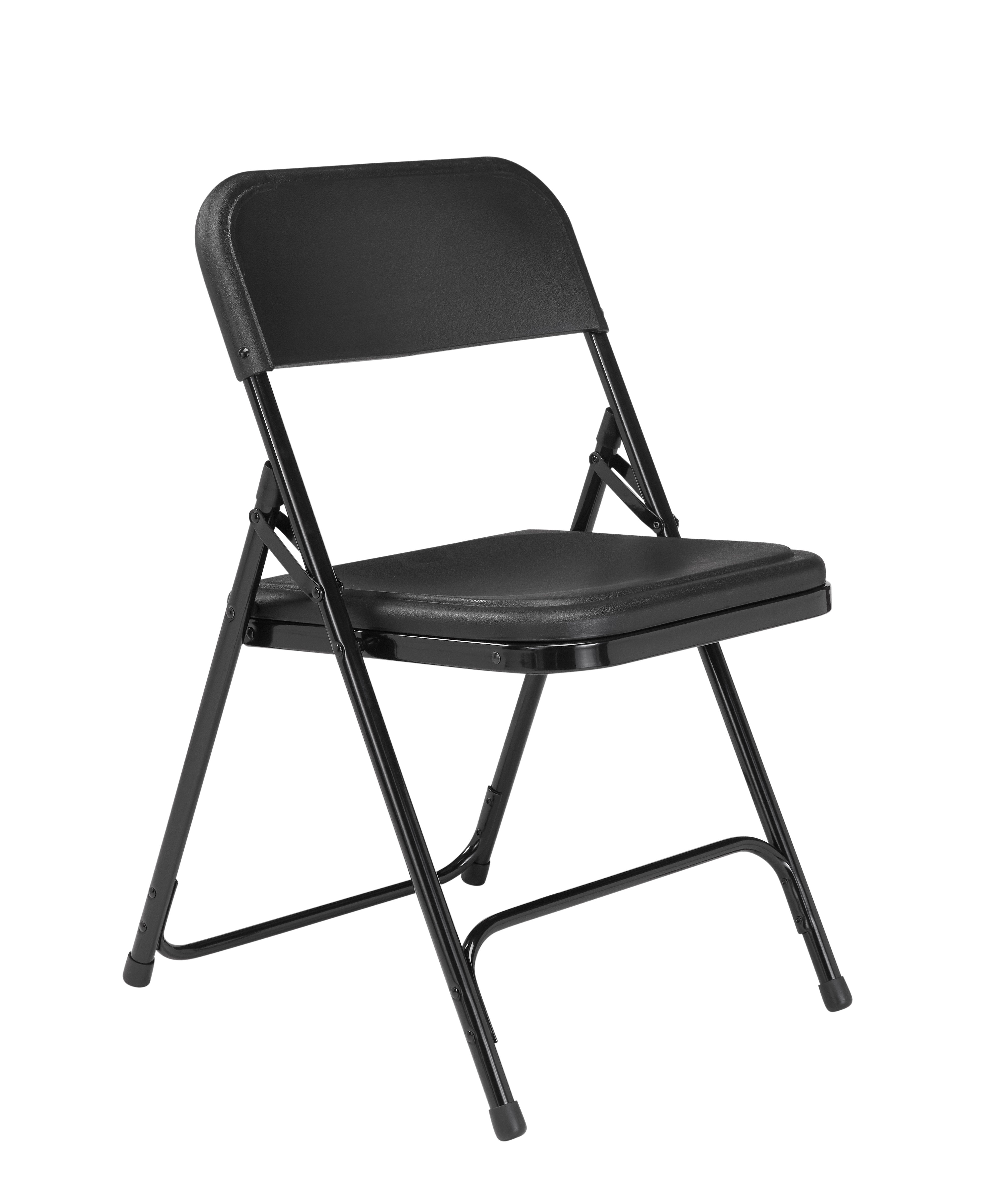 National Public Seating Plastic Folding Chairs (4 Pack), Black