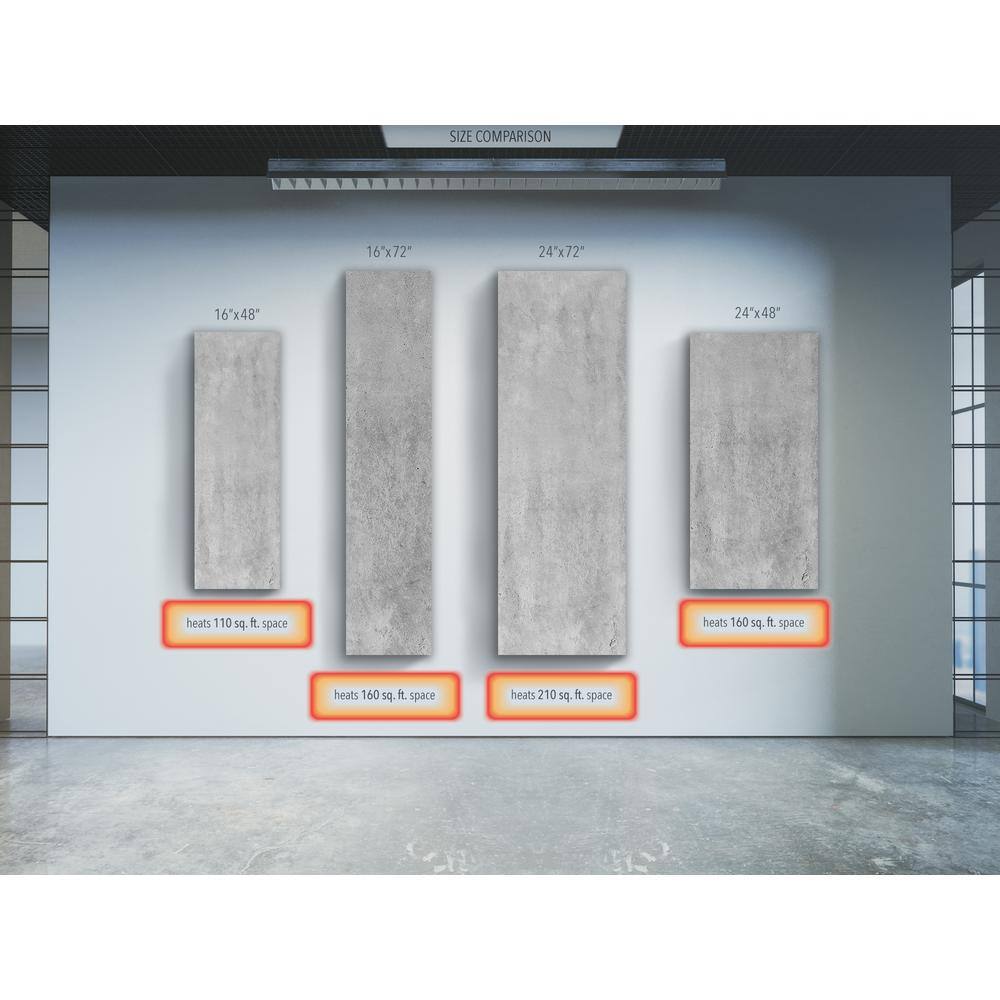 Heat Storm Glass Heater 500-Watt Radiant Wall Hanging Decorative Glass Heat Panel -Frozen Concrete HS-1648-V92