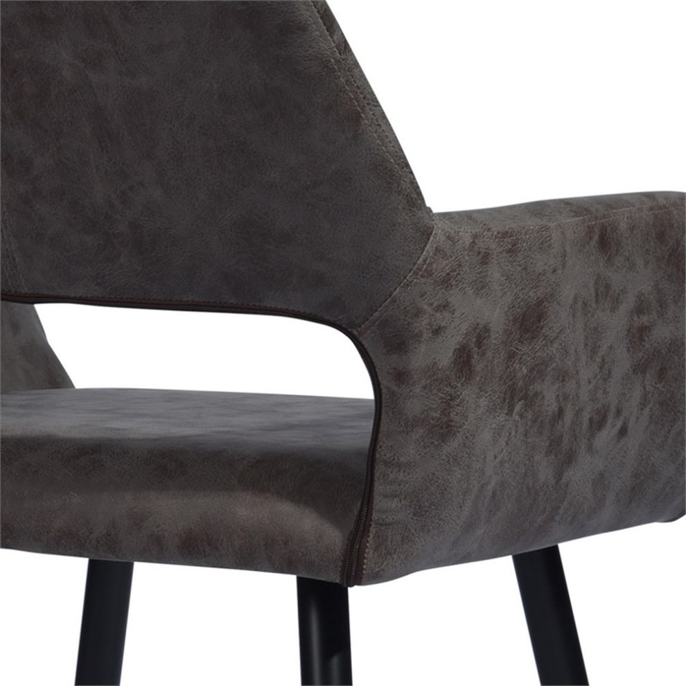 Homycasa Leather Upholstered Arm Dining Chairs   Midcentury   Dining Chairs   by Homesquare  Houzz