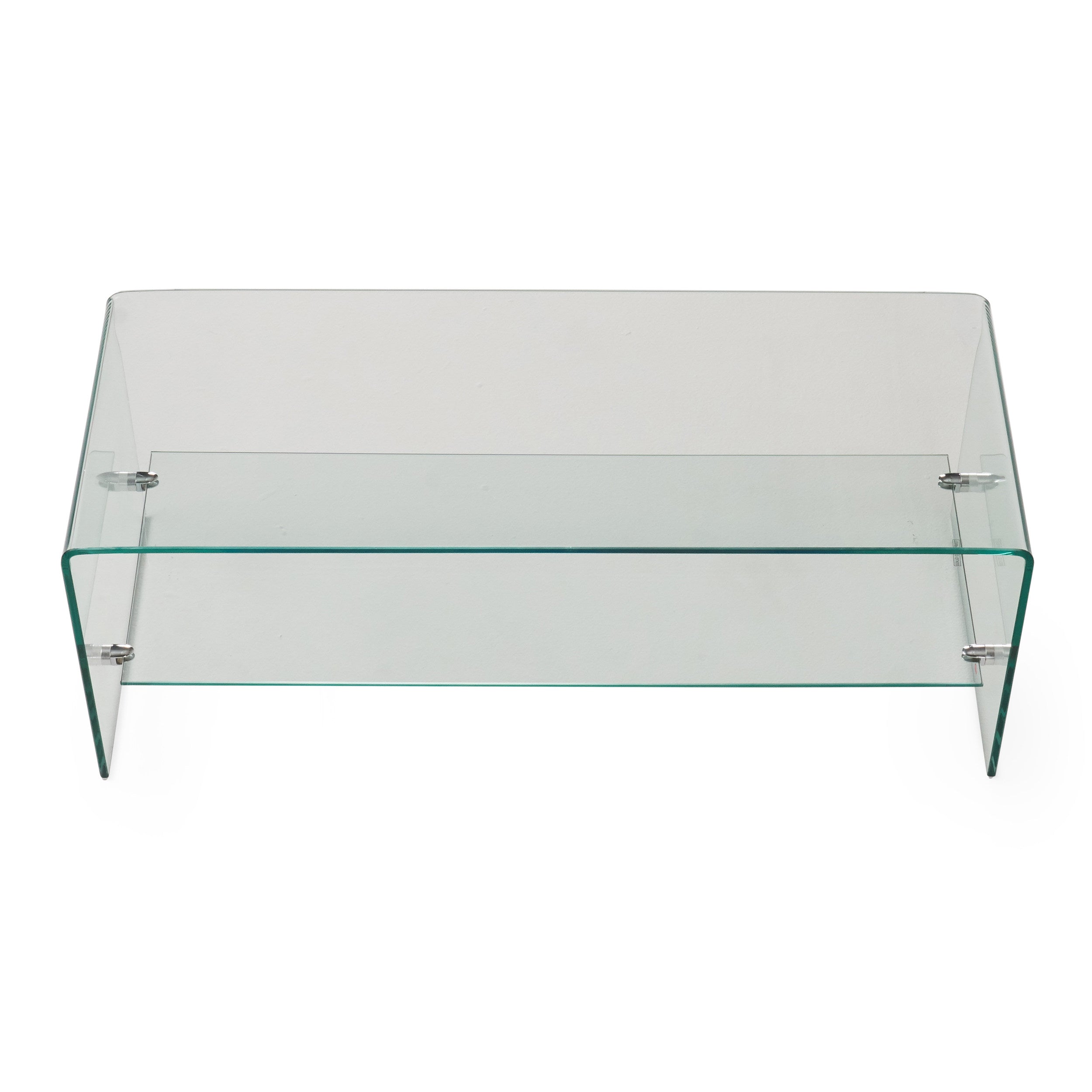 Classon Glass Entertainment TV Console Stand w/ Shelf