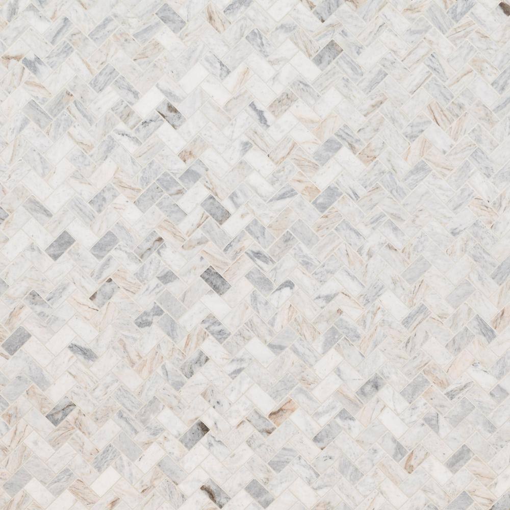 MSI Capri Blue Herringbone 11.63 in. x 11.63 in. x 10mm Honed Mosaic Marble Floor and Wall Tile (0.94 sq. ft.Each) CAPBLU-HBH