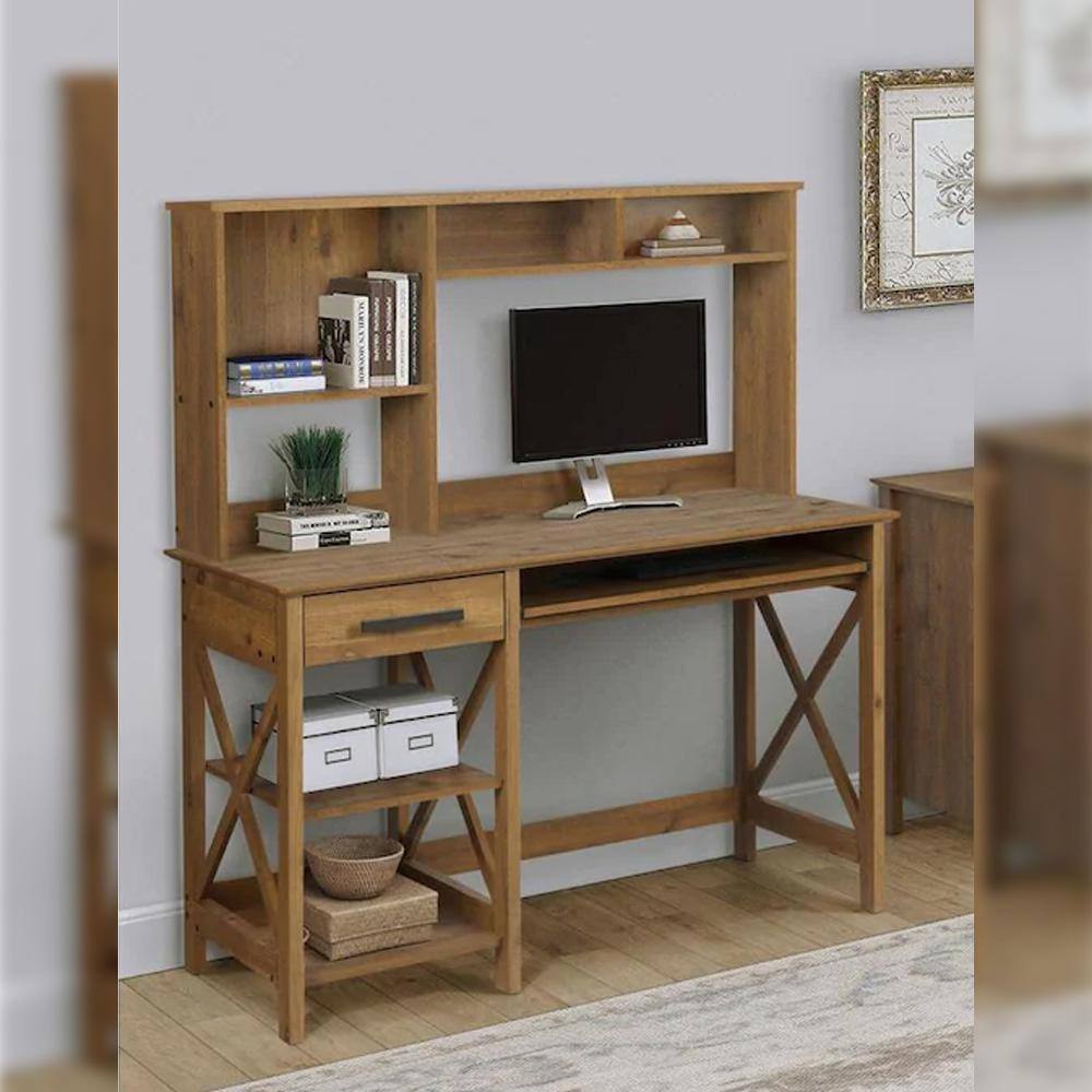 SAINT BIRCH Houston 47.24 in. Rustic Brown Writing Desk with Hutch SBAS1202-2PSV1