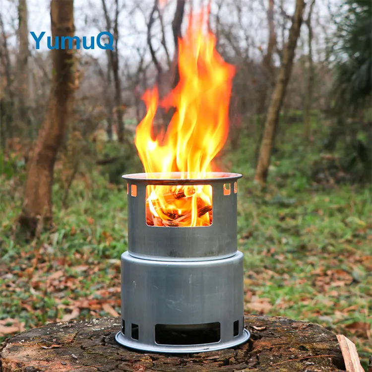 YumuQ 21cm Lightweight Stainless Steel Portable Foldable Wood Burning Camping Stove For Outdoor Hiking