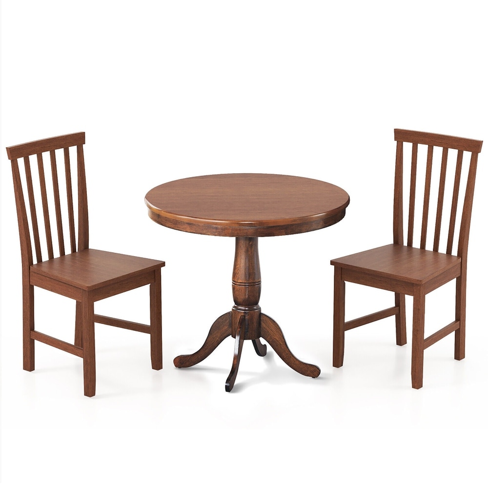 Gymax 3 Piece Dining Kitchen Table Dining Set Mid Century Round