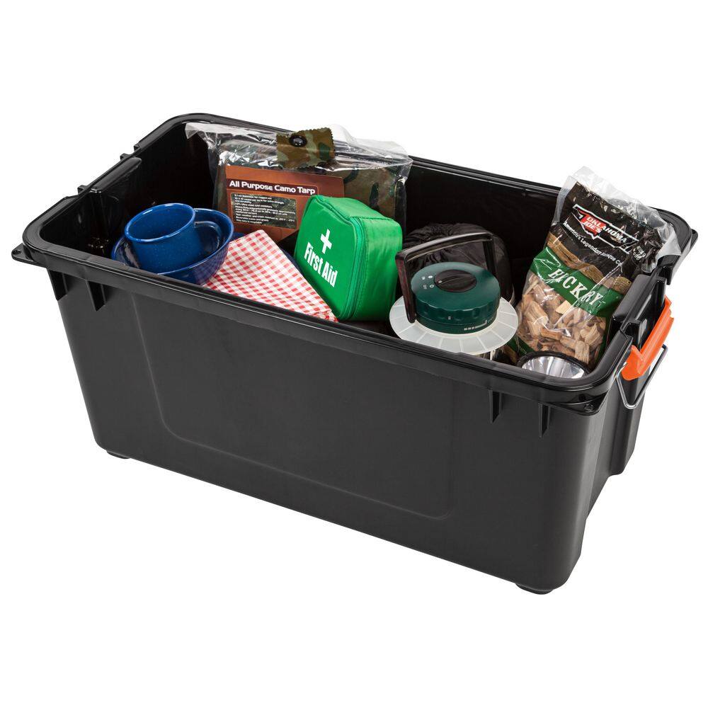 IRIS 76 Qt. Heavy Duty Plastic Storage Box in Black (2-Pack) 585026