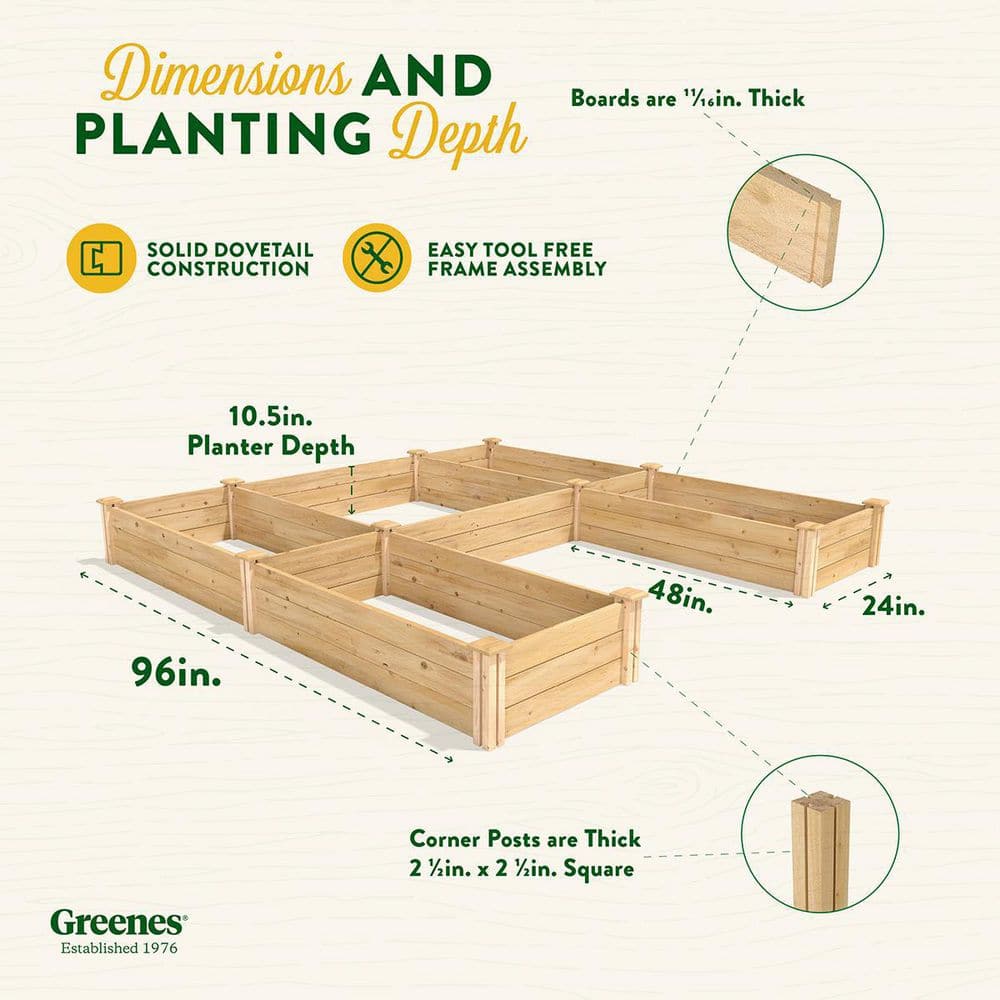 Greenes Fence 8 ft. x 8 ft. x 10.5 in. Original Cedar U-Shaped Raised Garden Bed RCOCUSB