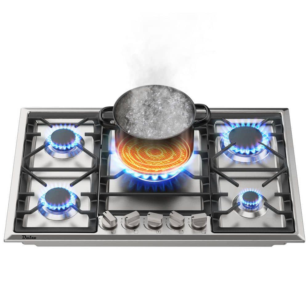 Dalxo 30 in Gas Cooktop in Stainless Steel with 5 Burners