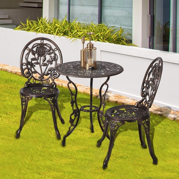 Outdoor Patio Cast Aluminum 3 Piece Bistro Set