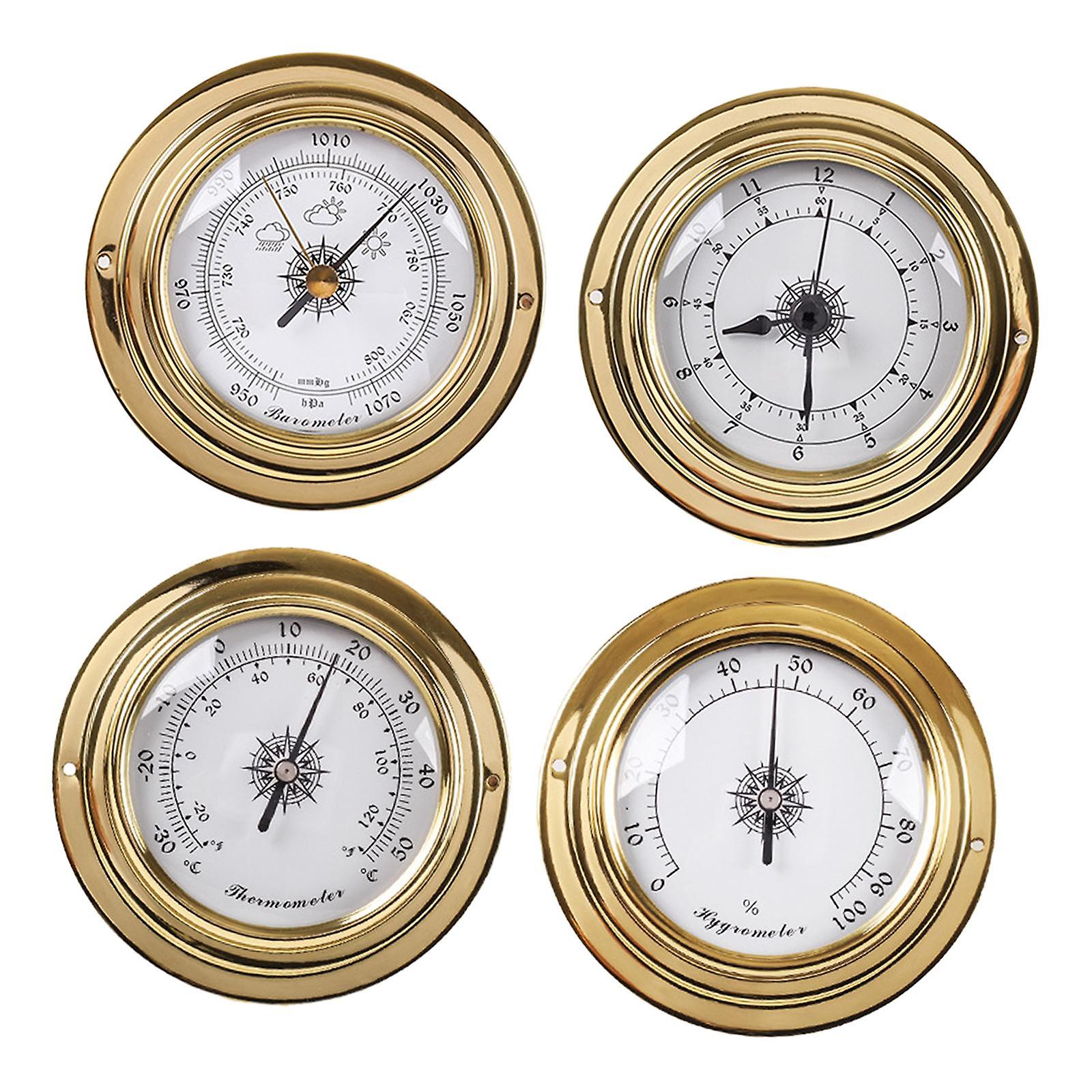 4pcs Barometers Clock Meter Thermometer Hygrometer Kit For Barn Yachting