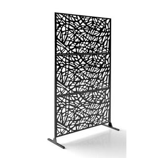 Ejoy Laser Cut Metal Privacy Garden Fence WideLine Black 24 in. x 48 in.-Piece (3-Piece Combo) MetalPanel_WideLine_Black_3pc