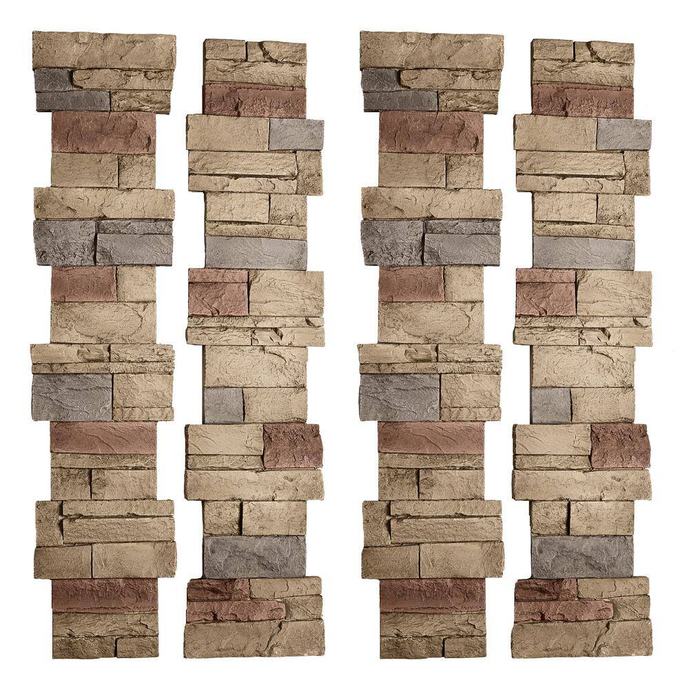 GenStone Stacked Stone 11.25 in. x 48 in. Desert Sunrise Faux Pillar Panel Siding PSSDSPP