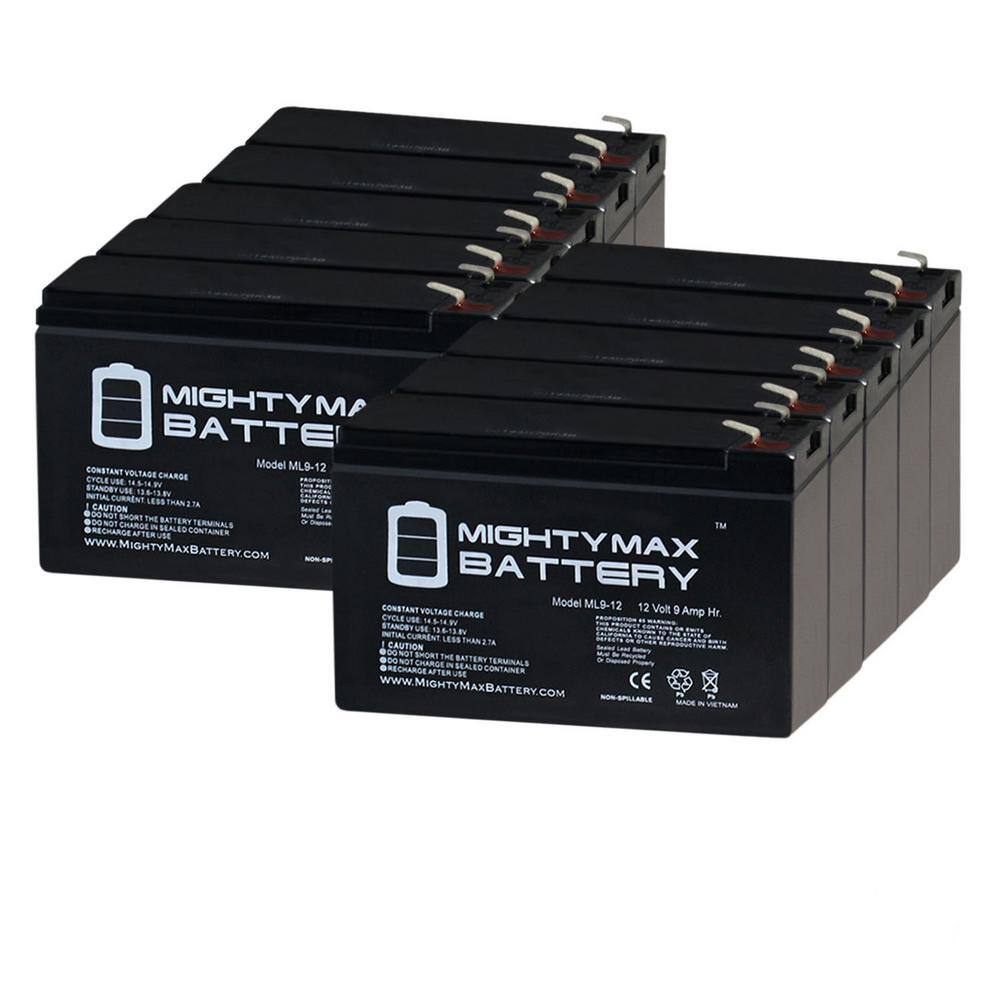 MIGHTY MAX BATTERY 12V 9Ah SLA Battery Replacement for HR-1234W-F2 - 10 Pack MAX3876894