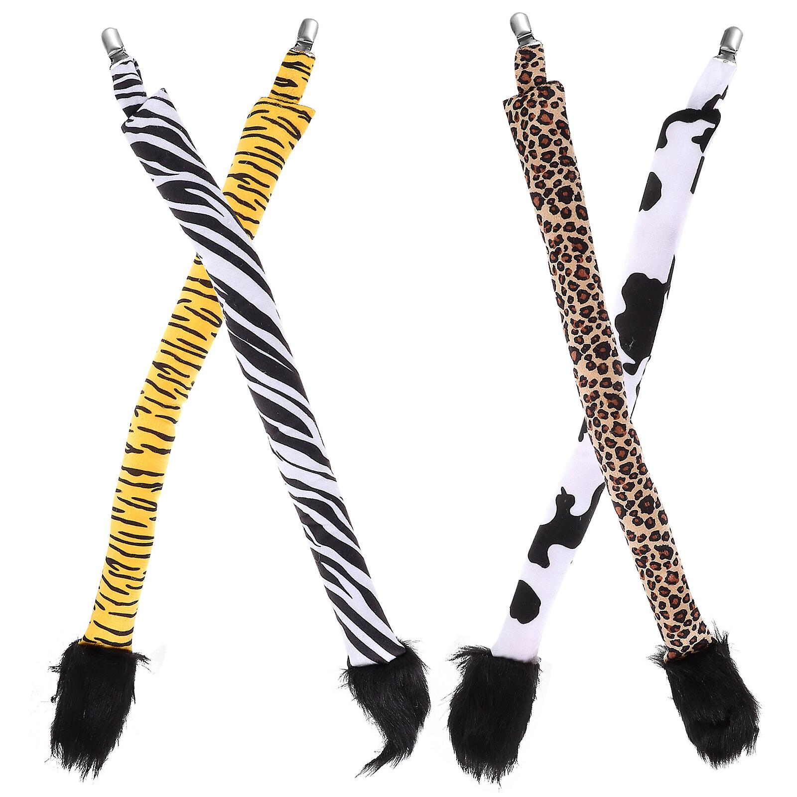 4pcs Cosplay Animal Tails Cosplay Costume Stuffed Tails Halloween Costume Tail Props Animal Costume Accessories