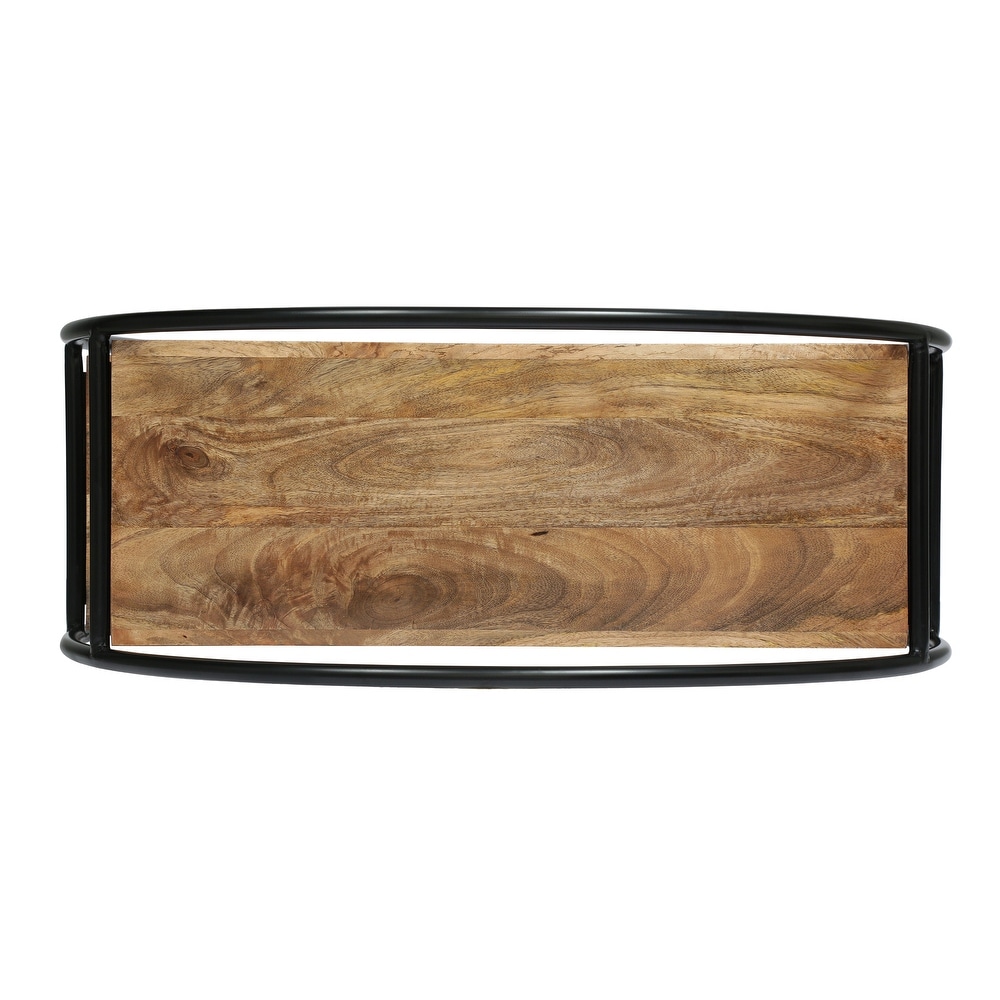 Dundas Indoor Mango Wood Handcrafted Circular Shelf by Christopher Knight Home