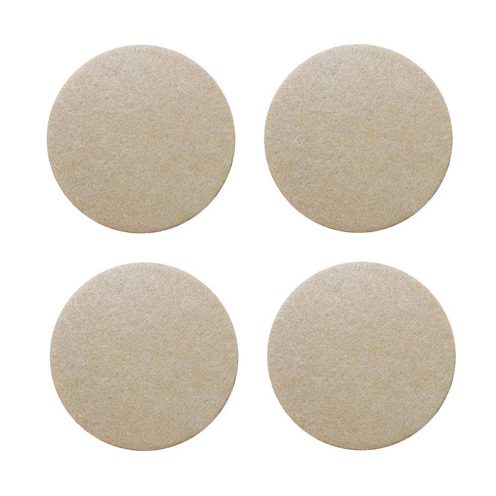 Everbilt 3-12 in. Beige Round Self-Adhesive Felt Heavy-Duty Furniture Slider Glides for Hard Floors (4-Pack) 4713444EB