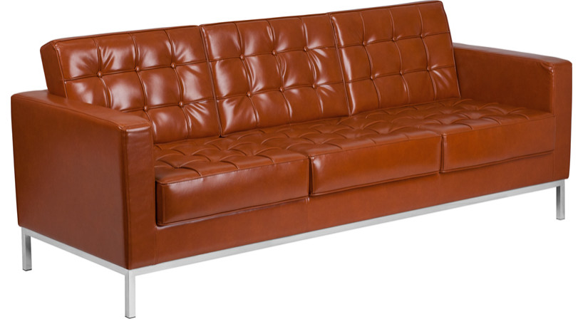 Contemporary Cognac LeatherSoft Sofa with Stainless Steel Frame   Contemporary   Sofas   by First of a Kind USA Inc  Houzz