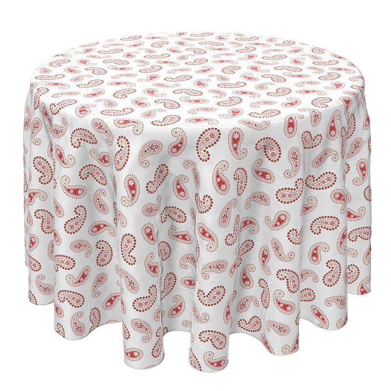 Round Tablecloth， 100% Cotton， 60 Round， Cute Pink Paisley