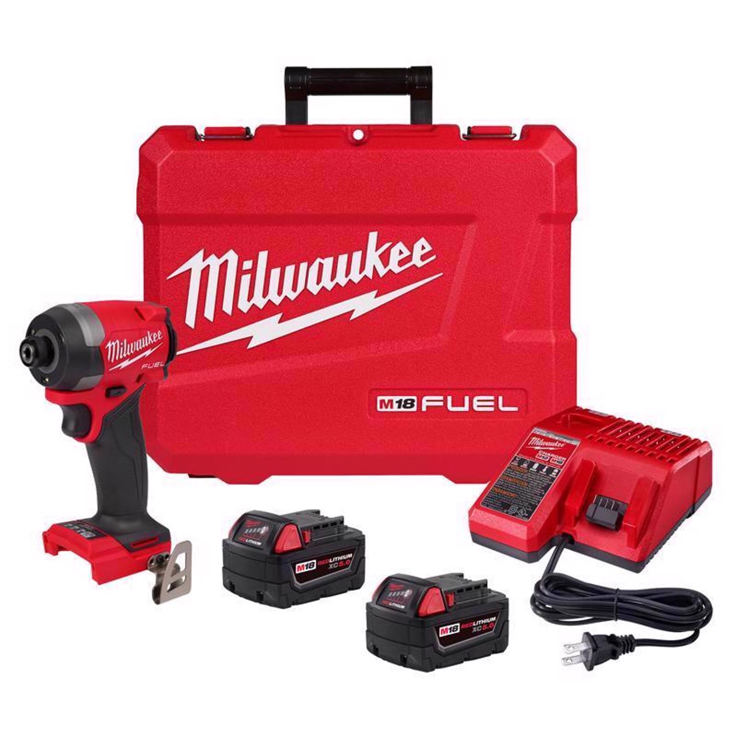 MW M18 FUEL 18 V 1/4 in. Cordless Brushless Impact Driver Kit (Battery \u0026 Charger)