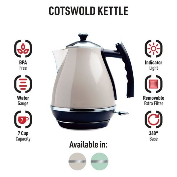 1.7 Liter Stainless Steel Body Retro Electric Kettle