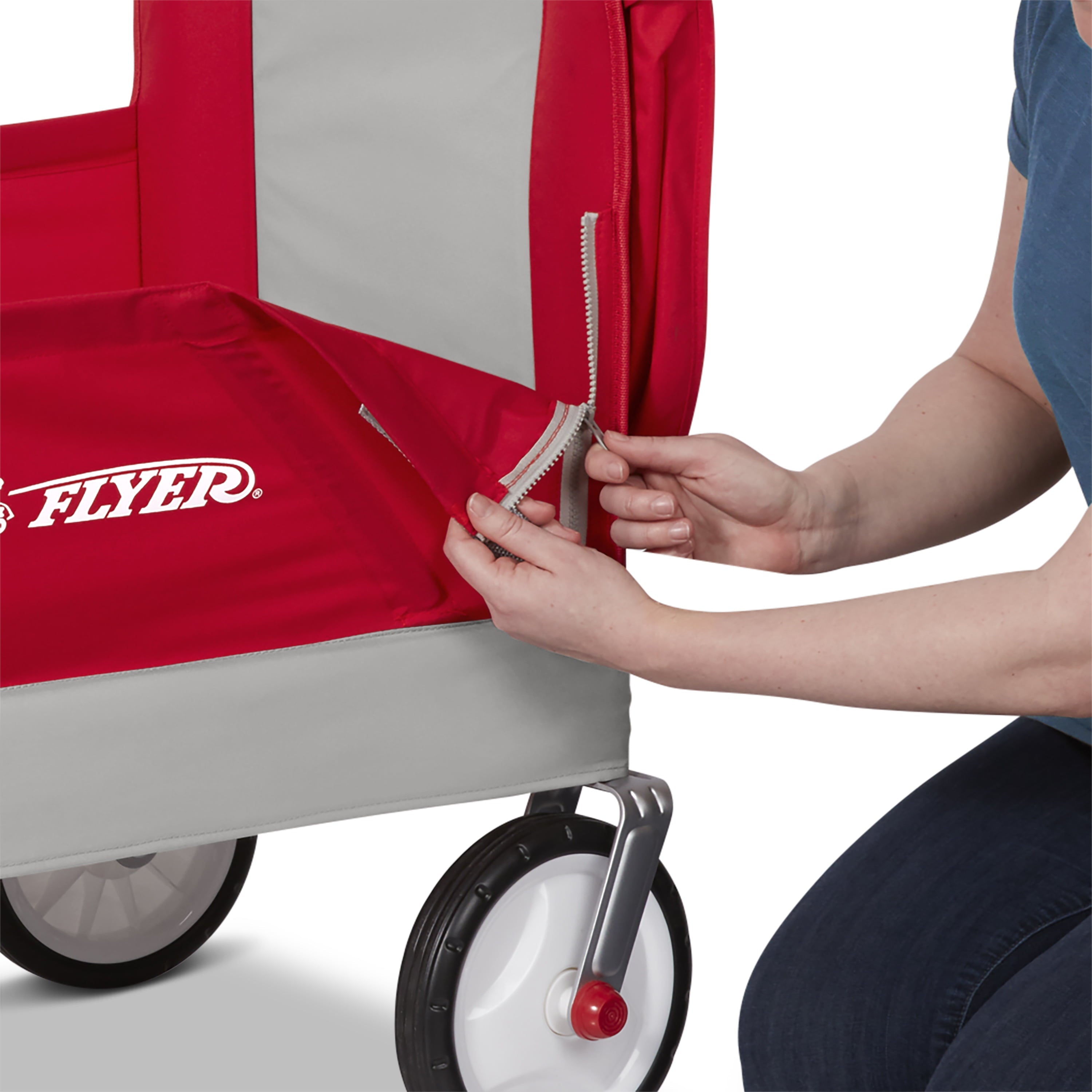 Radio Flyer, Dual Canopy Family Wagon, Adjustable Canopies with Storage Bag, Ages 1.5+ years