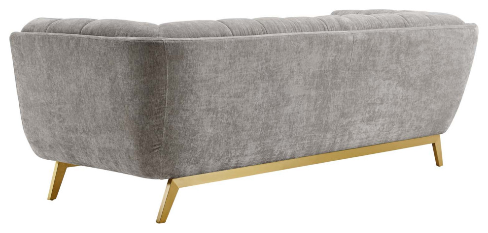 Sofa  Velvet  Gray  Modern  Living Lounge Room Hotel Lobby Hospitality   Midcentury   Sofas   by House Bound  Houzz