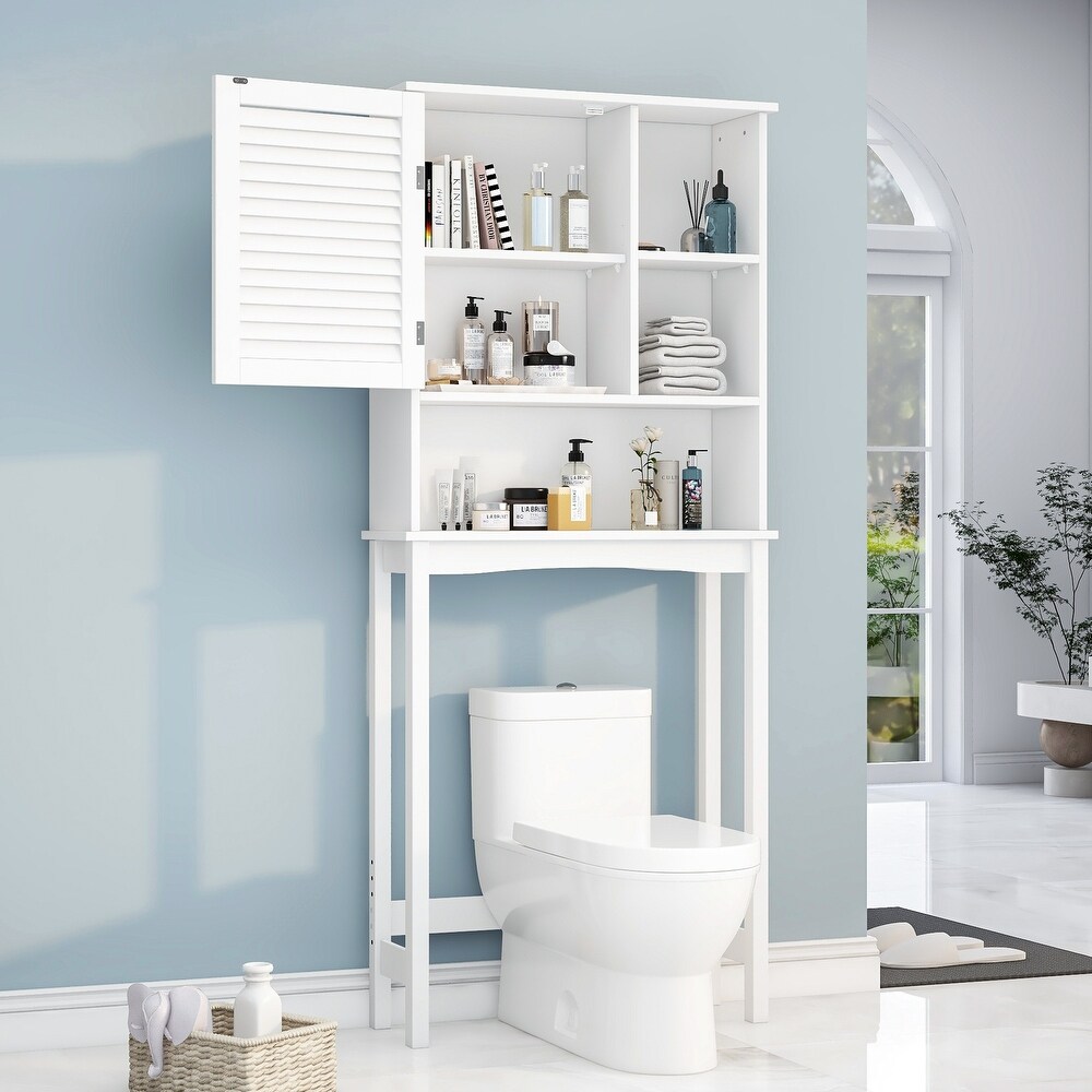 Over the Toilet Storage Organizer Wall Cabinet Plant Stand  White