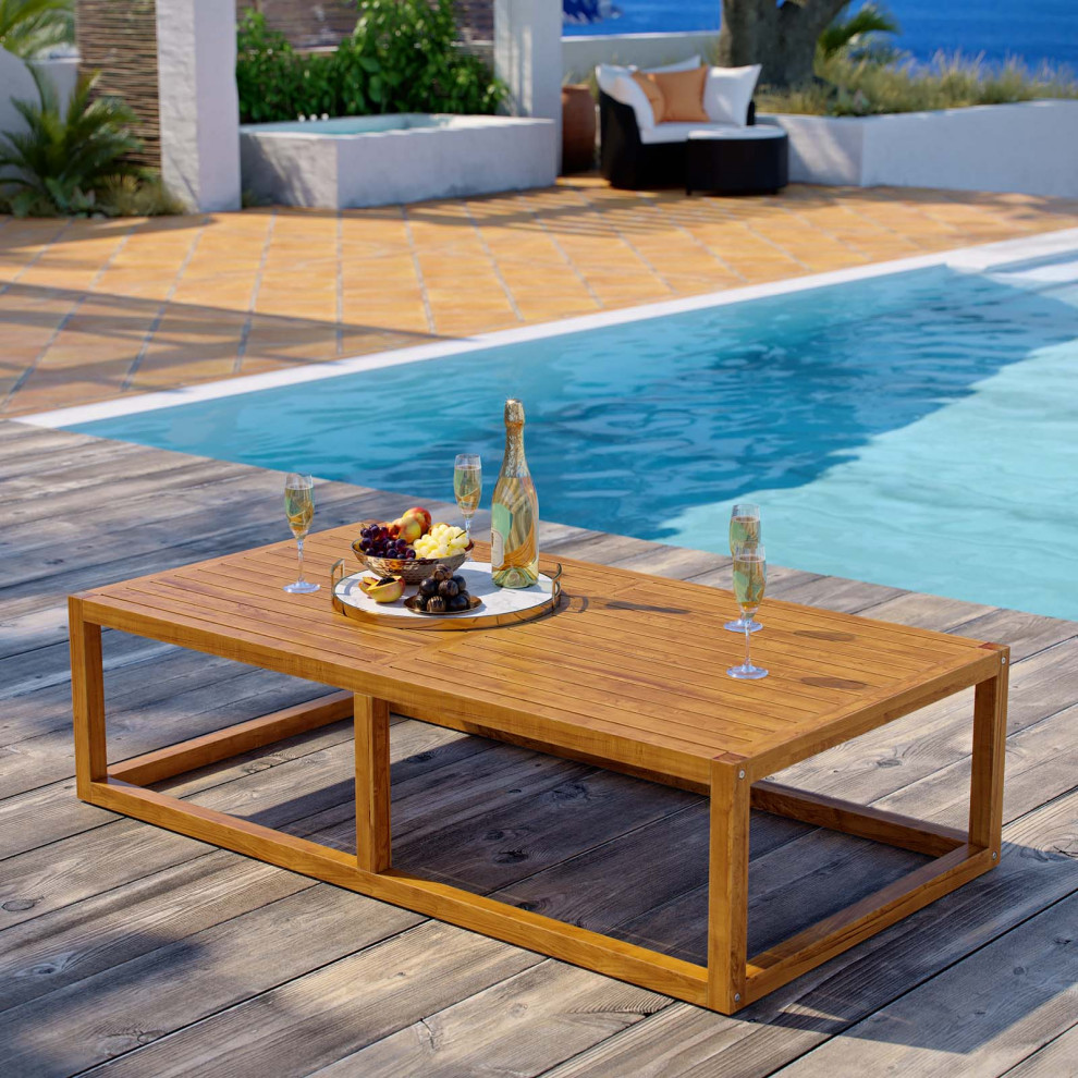 Newbury Outdoor Patio Premium Grade A Teak Wood Coffee Table   Transitional   Outdoor Coffee Tables   by Homesquare  Houzz