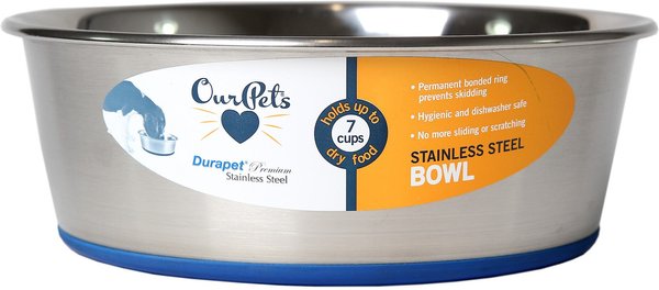 OurPets Durapet Premium Rubber-Bonded Stainless Steel Bowl