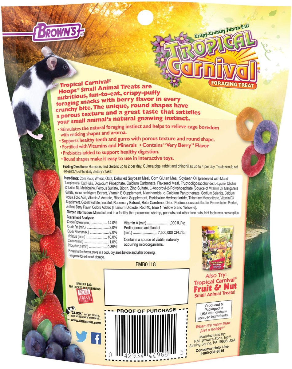 Brown's Tropical Carnival Hoops Strawberry Flavor Small Animal Treats