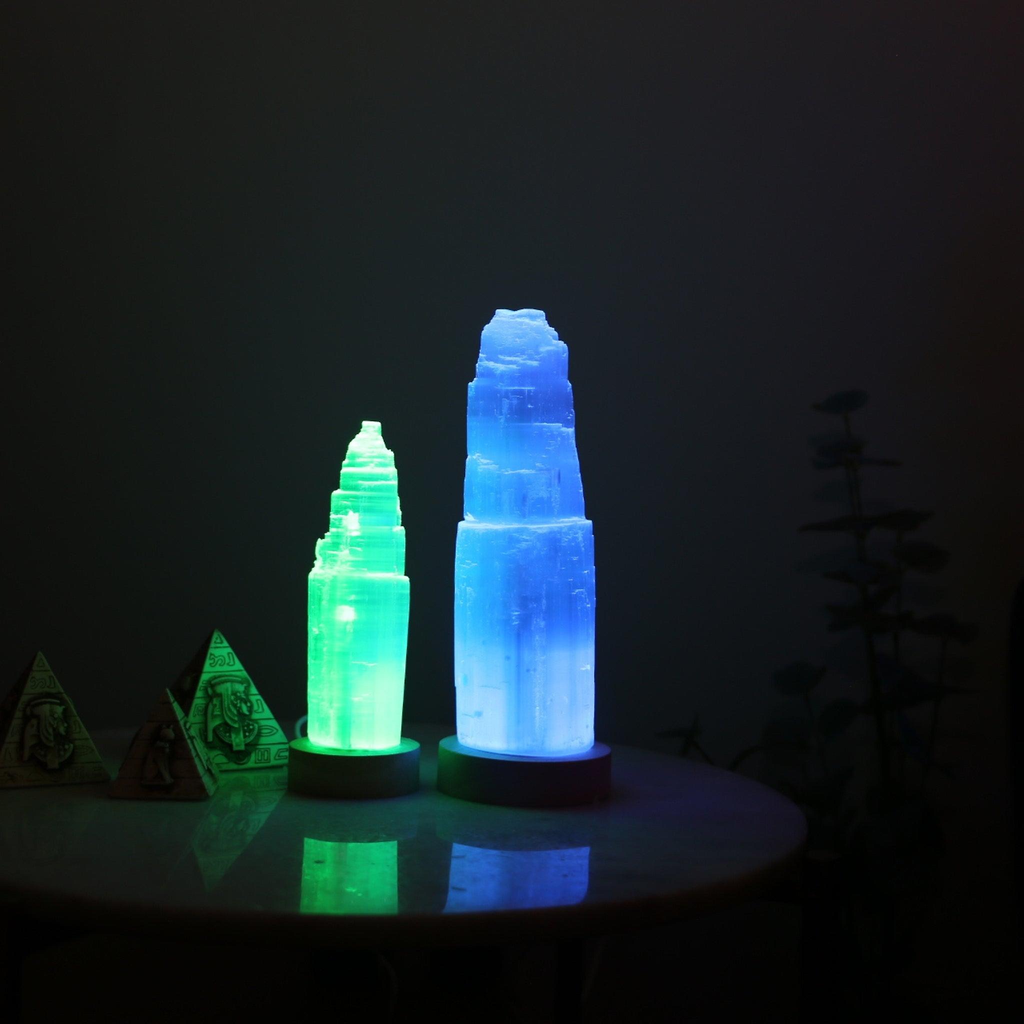 Selenite usb lamp - mountain (colour changing)