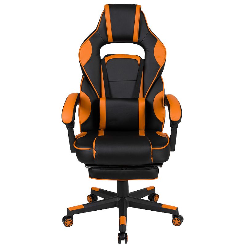 Emma and Oliver Black Ergonomic Gaming Chair -Recline Back/Arms， Footrest， Massaging Lumbar