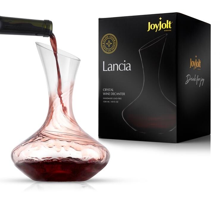 JoyJolt Non Leaded Crystal Wine Decanter Aerator 40 oz Red Wine Carafe