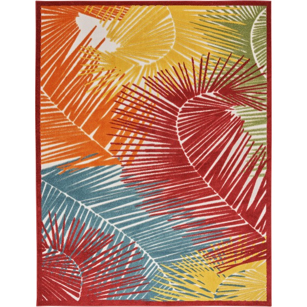 Nourison Aloha Oversized Tropical Palms Flatweave Indoor Outdoor Area Rug