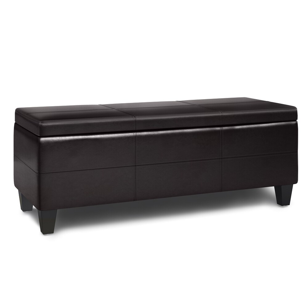 WYNDENHALL Halsey 48 inch Wide Contemporary Rectangle Ottoman Bench in Faux Leather