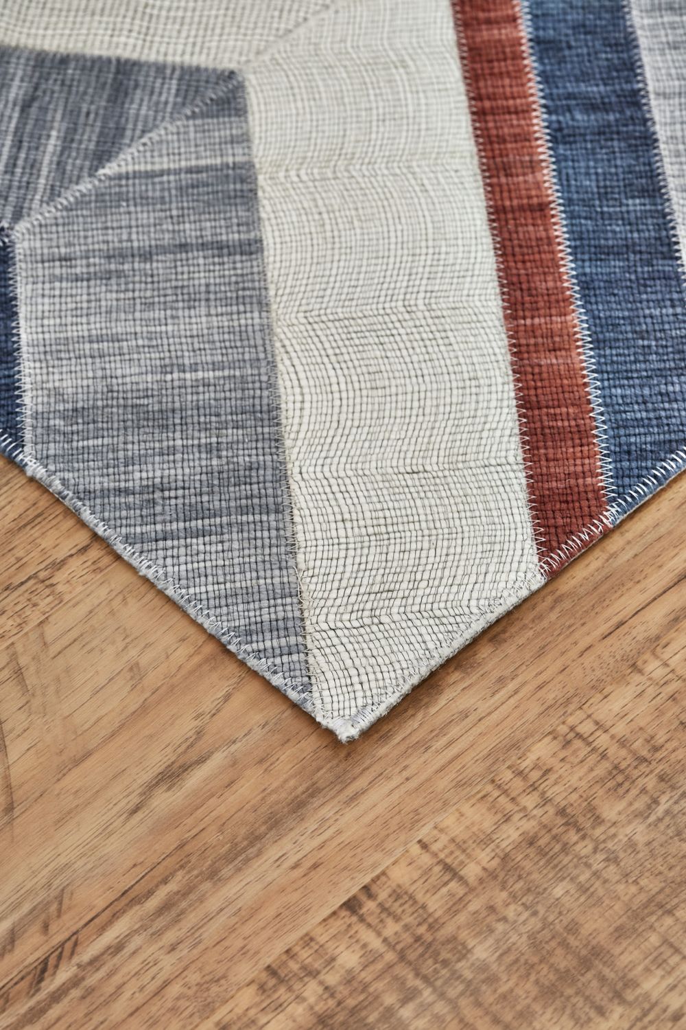 Bromham Flatweave Blue and Red Rug by BD Fine