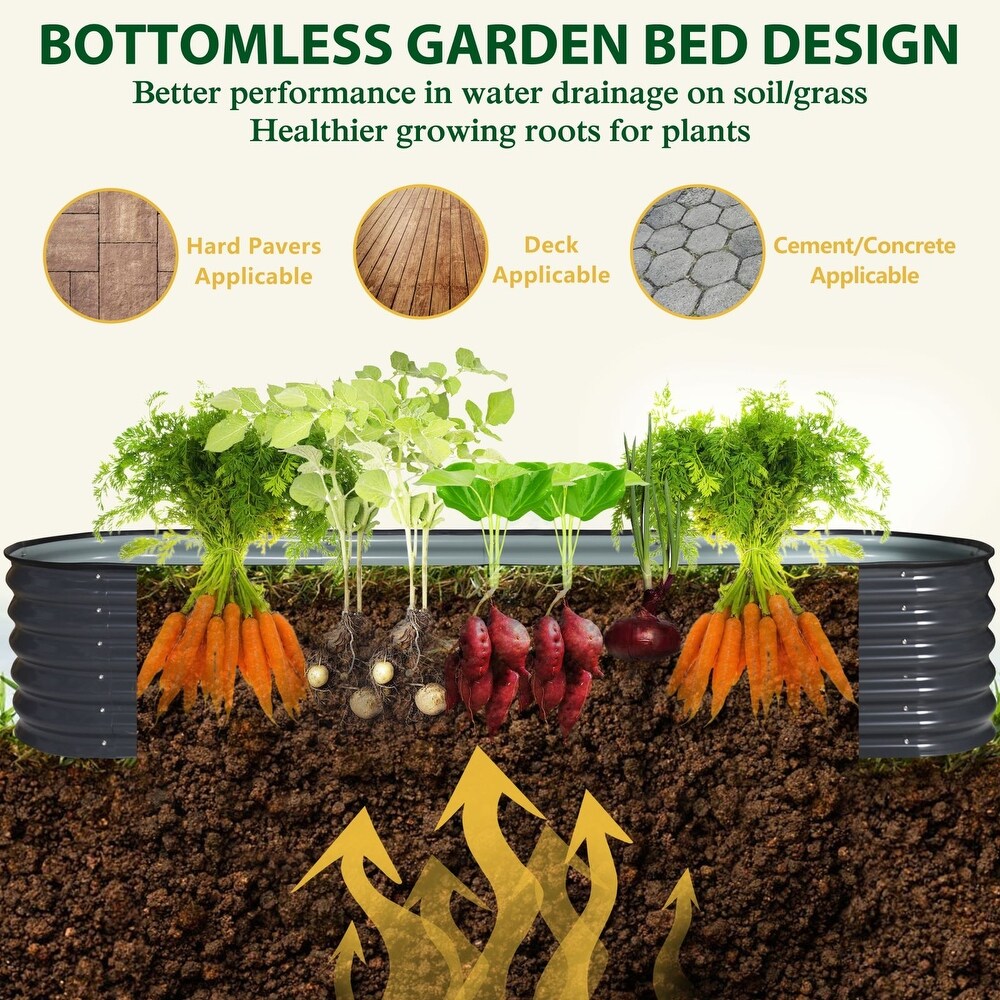 VEIKOUS 9 in 1 Modular Metal Raised Garden Bed Kit