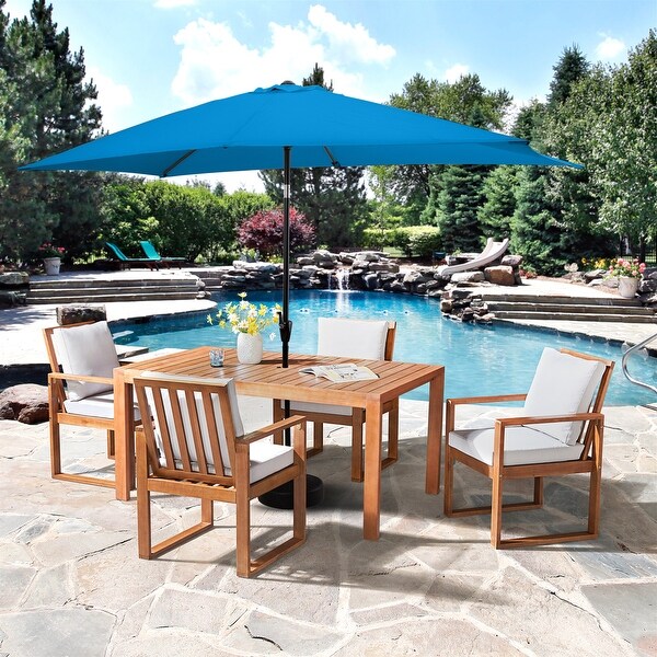 Weston Table with 4 Chairs and 10ft Rectangular Umbrella - 6 Piece Set - N/A - Overstock - 37252540