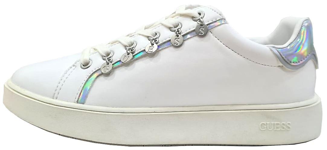 Guess Mely White Iridescent Womens Leather Trainers