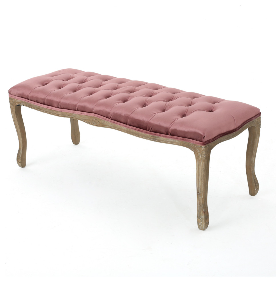 GDF Studio Talia Elegant Tufted New Velvet Blush Cushion Bench   Traditional   Upholstered Benches   by GDFStudio  Houzz