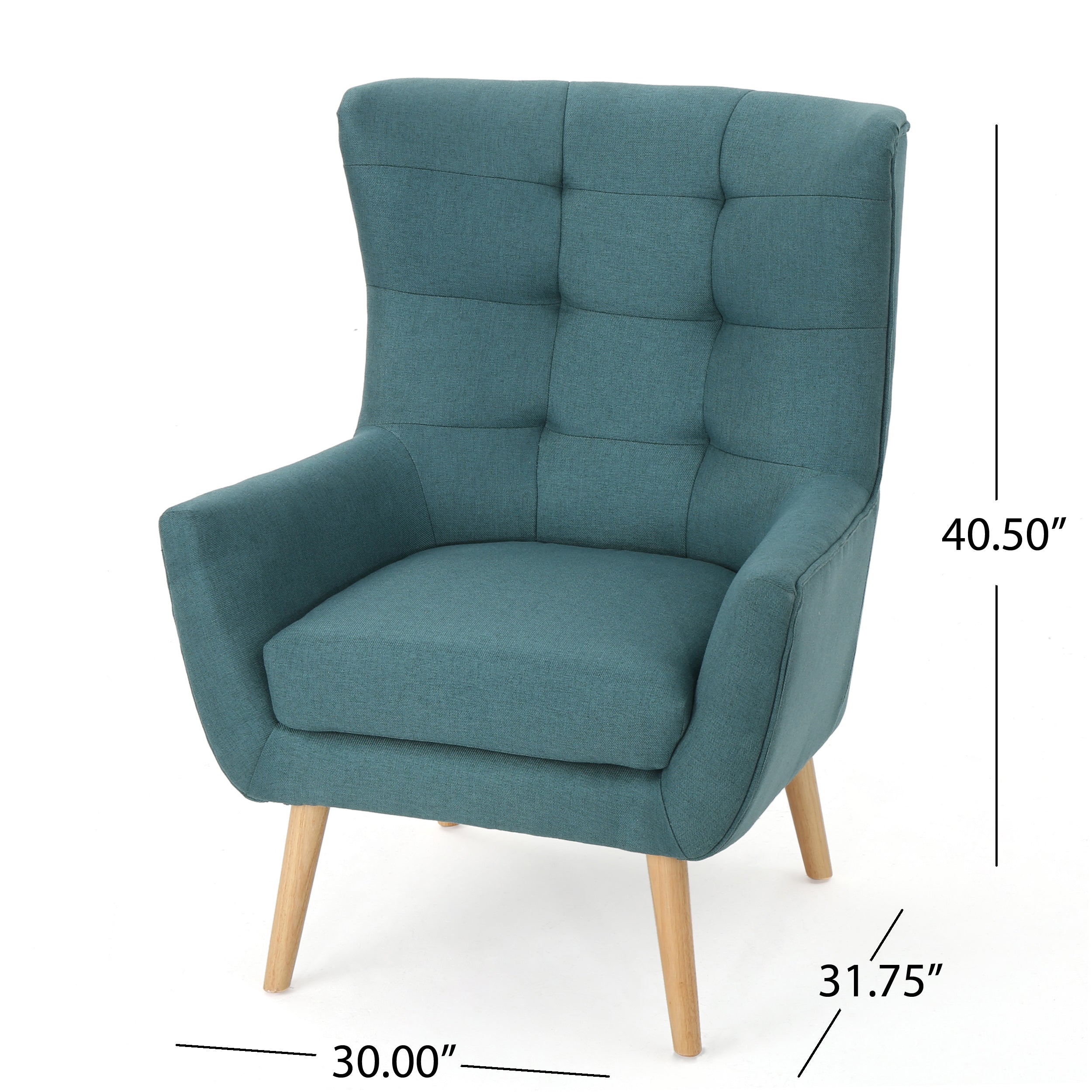 Temescal Mid Century Modern Dark Teal Fabric Accent Chair